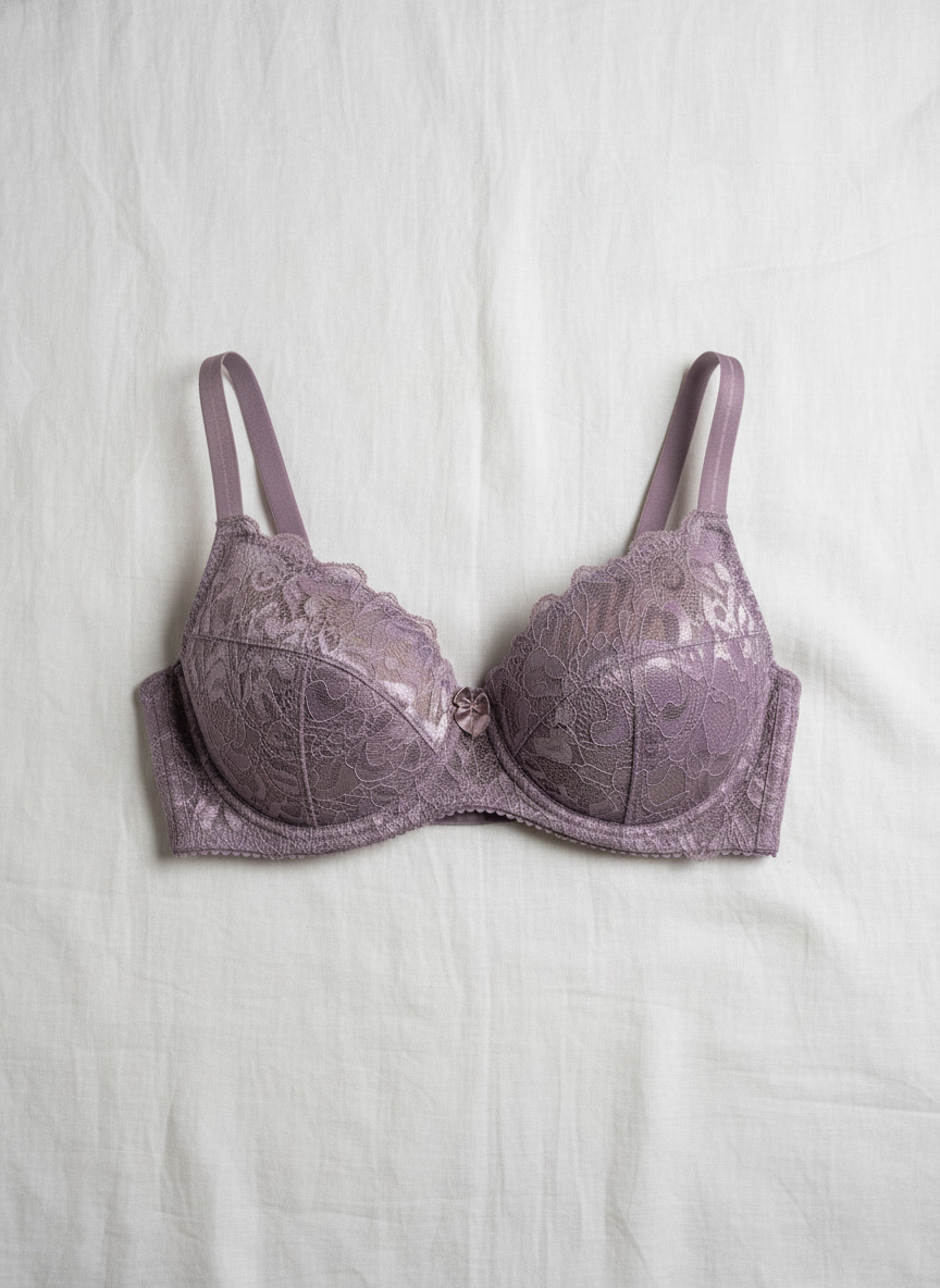 Fancy Net Padded Wired Bra Purple - Image 2