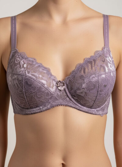 Fancy Net Padded Wired Bra Purple - Image 3