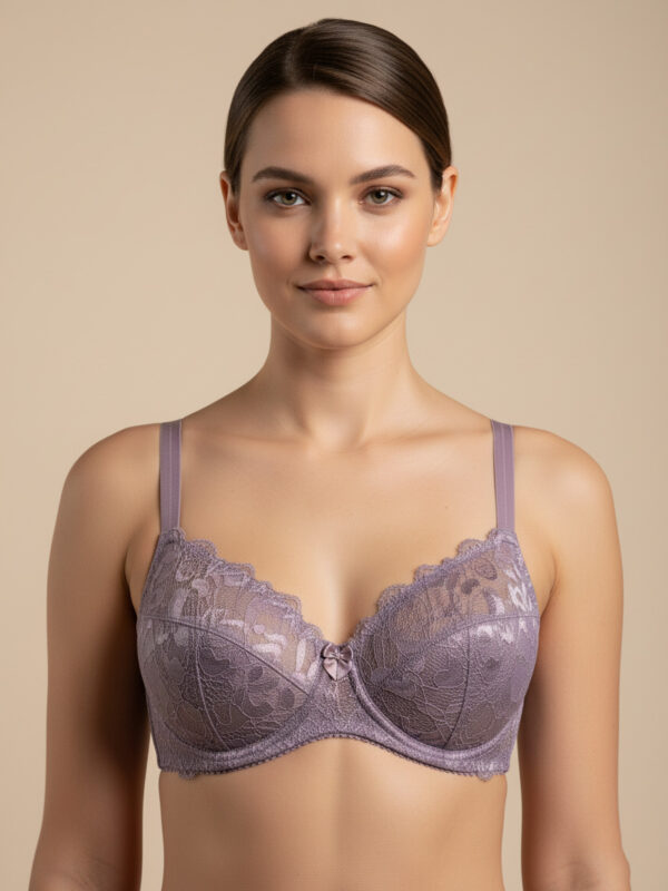 Fancy Net Padded Wired Bra Purple