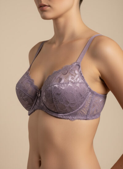 Fancy Net Padded Wired Bra Purple - Image 5