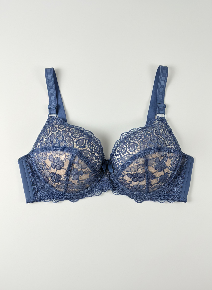 Fancy Soft Premium Net Bra Sky Blue - Image 4