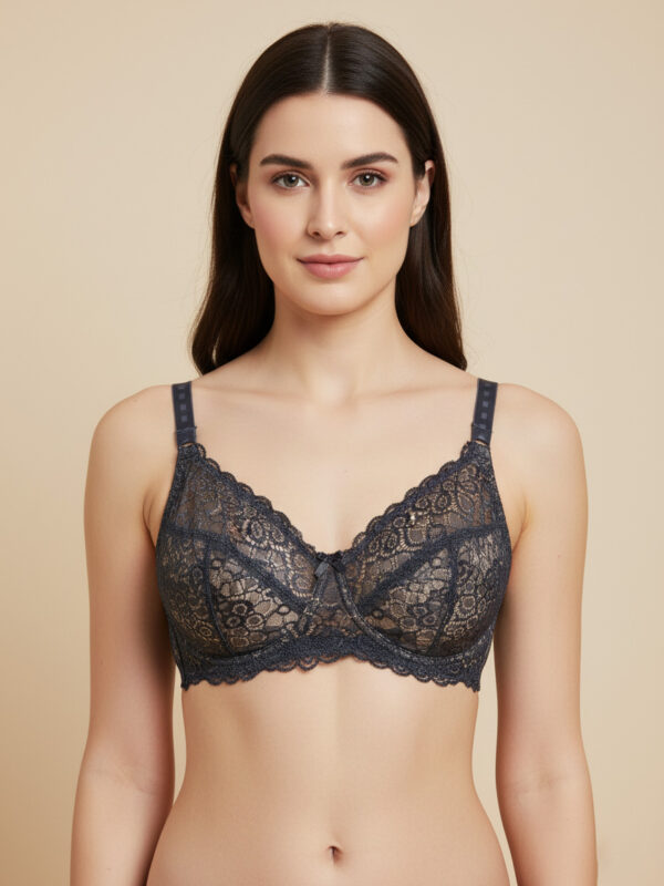 Fancy Soft Premium Net Bra Gray