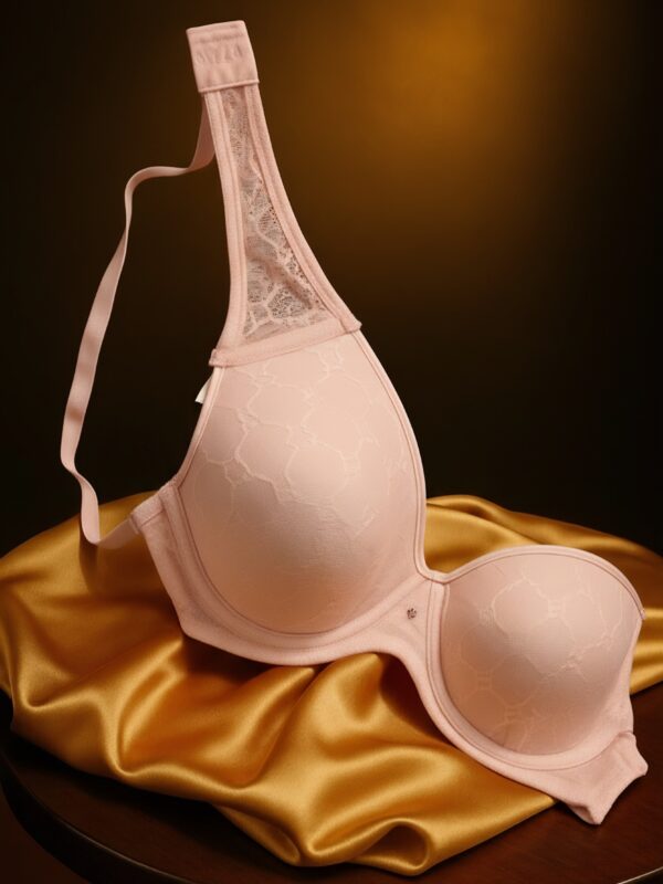 Beige Net Dot Satin Lace Bra