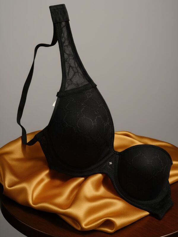 Black Net Dot Satin Lace Bra