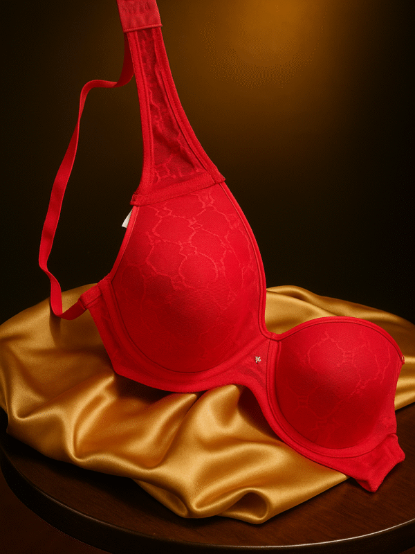 Red Net Dot Satin Lace Bra