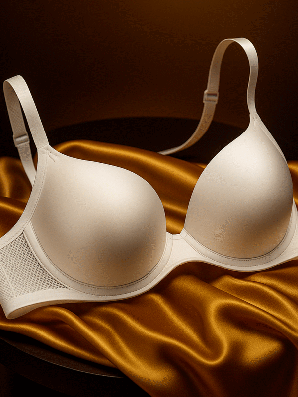 Beige Gold Satin Lace Bra Set