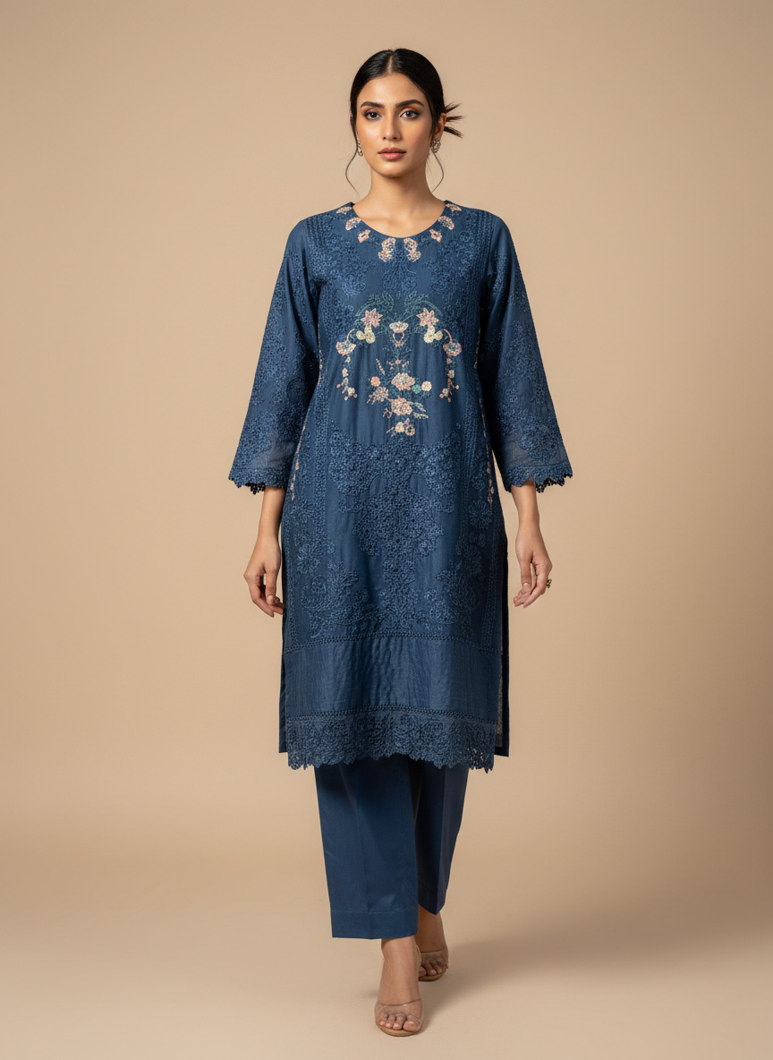Midnight Sapphire – Deep Blue Floral Lace Pret - Image 2