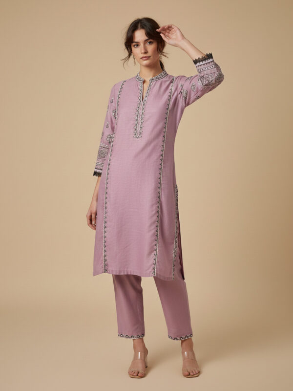 Lavender Haze – Embroidered Floral Lace Pret