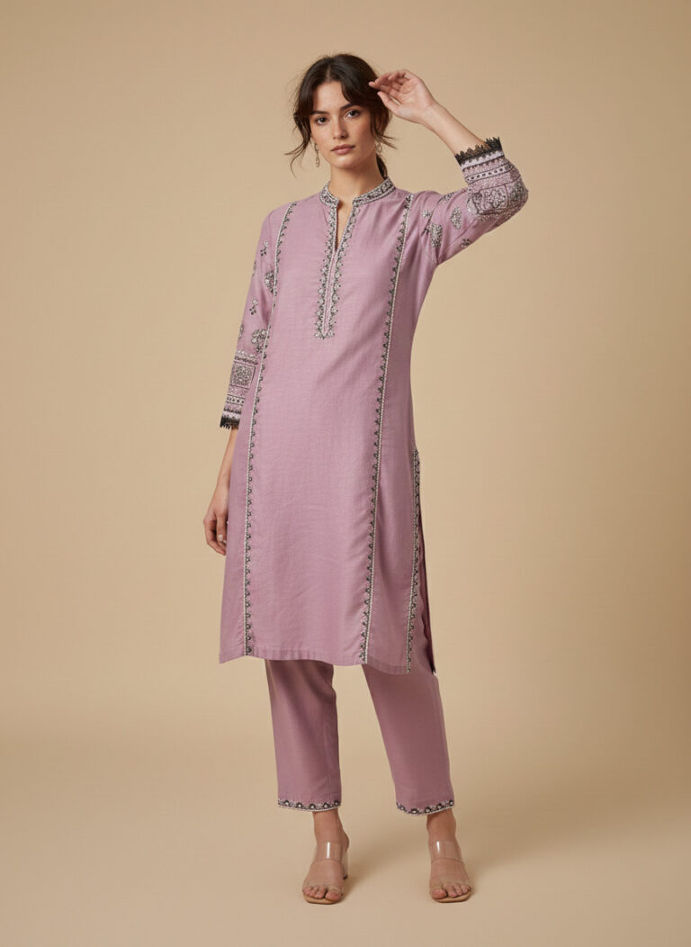 Lavender Haze – Embroidered Floral Lace Pret