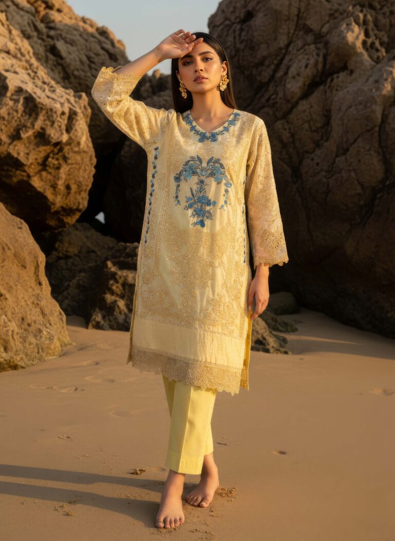 Emerald Enigma – Deep Green Lace Pret Kurta