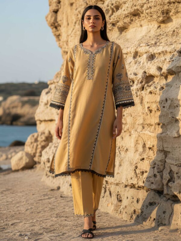 Ivory Lace Dream – Embroidered Cotton Pret Kurta
