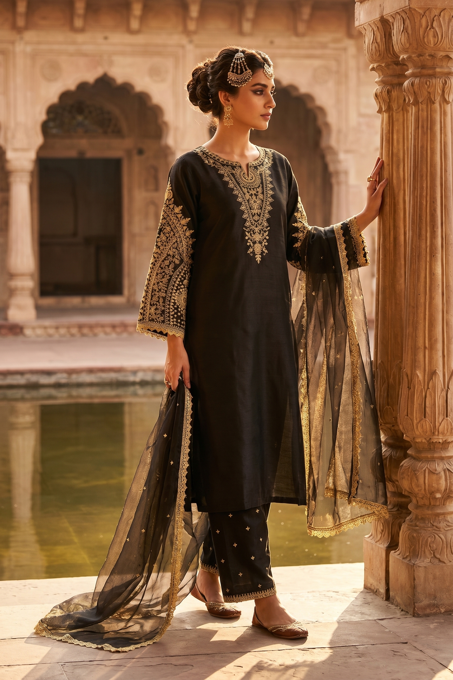 Siyah-e-Noor – Embroidered Black & Gold Luxe Pret Set