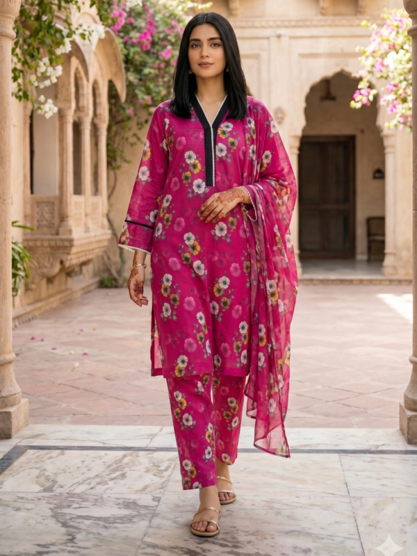 Magenta Bloom Digital Lawn 2-Piece Set